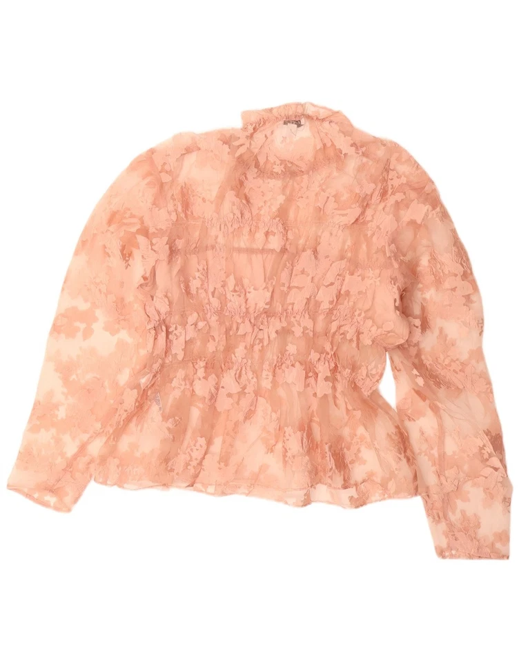 Blusa Top TOPSHOP Mujer Ver a Través Manga Larga Reino Unido 18 XL Rosa Floral DI17 Foto 2 de 3