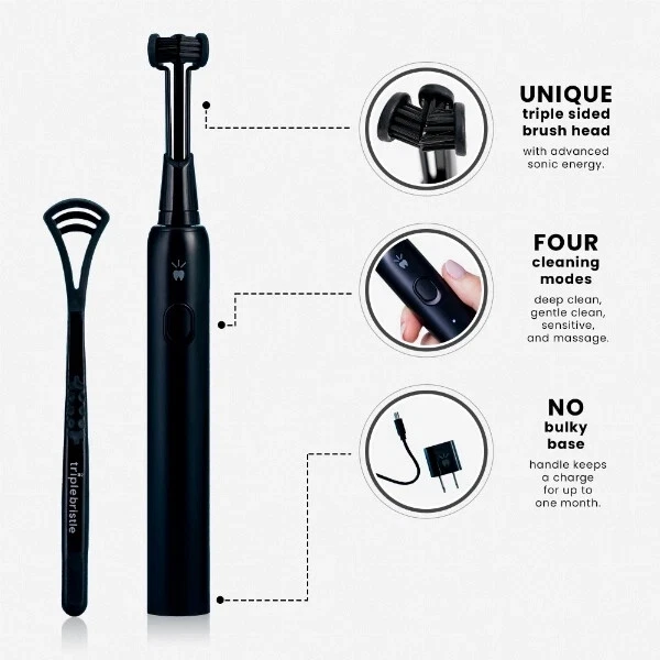 Cepillo de dientes eléctrico sónico Triple Bristle MAX de 3 lados *VENDEDOR OFICIAL* Foto 2 de 4