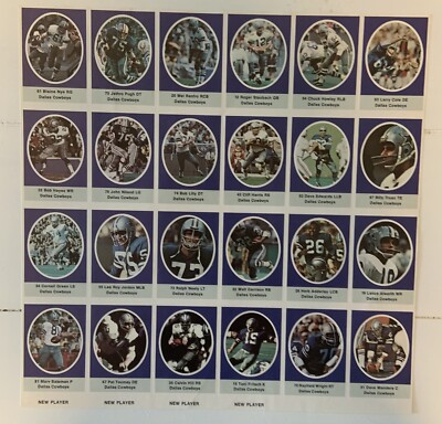 1972 Sunoco NFL DALLAS COWBOYS 24 Player Action Stamp Team sheet w/ new Players!