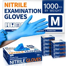 Medical Nitrile Exam Gloves, Latex-Free & Powder-Free Non-Sterile Food Safe Clea