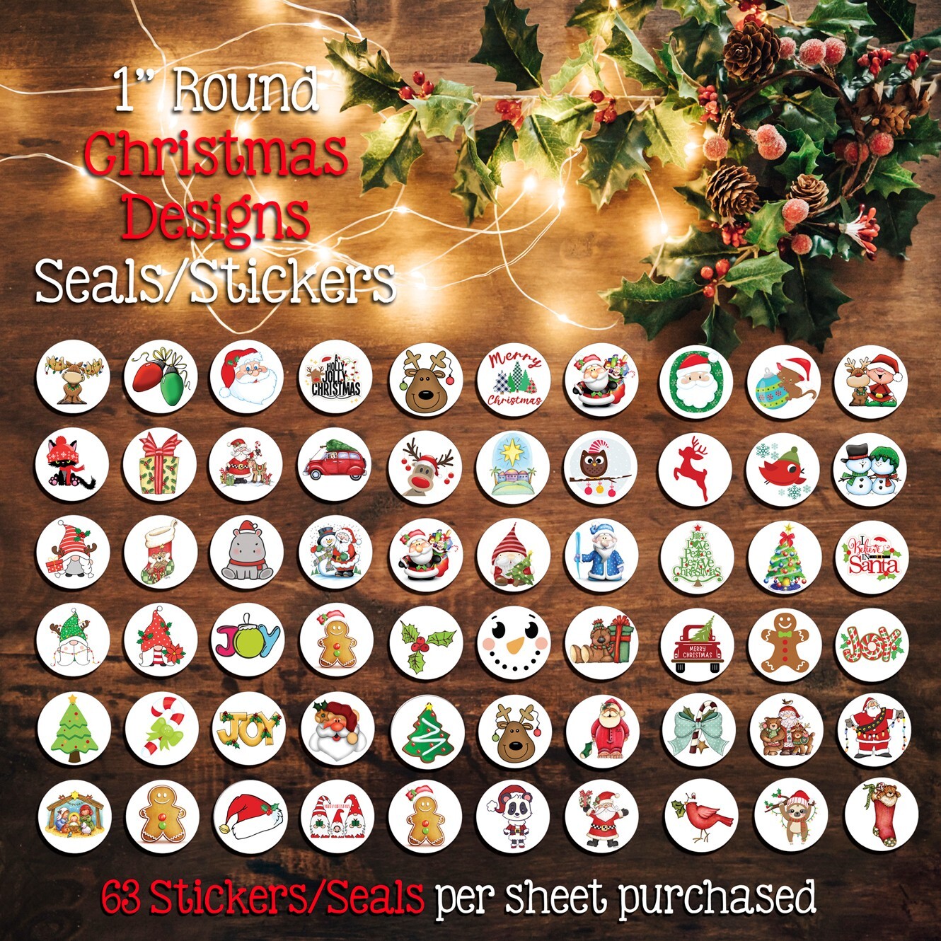 1" Round CHRISTMAS Design STICKERS / Seals, 63 Halloween Stickers eBay
