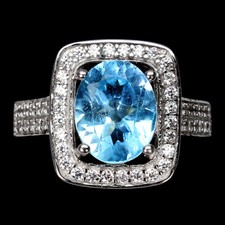 925 Sterling Silver Ring Oval Swiss Blue Topaz 10x8mm Natural Gemstone Jewelry 7