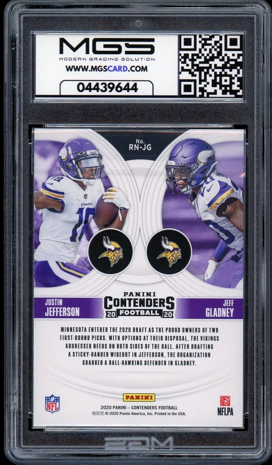 2020 Panini Contenders #RN-JG Justin Jefferson RC MGS Graded 10 Gem Mint Rookie - Image 2 of 2
