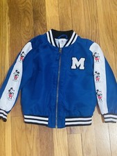 Authentic Disney Store Mickey Mouse Bomber Jacket Boys 4 Rare Blue Zip Up