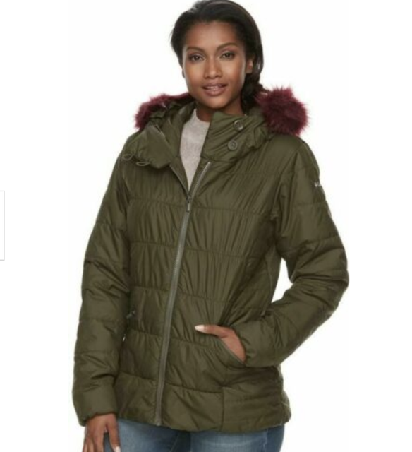Women's XL Columbia SPARKS LAKE Winter Jacket Hooded Thermal Coil Green