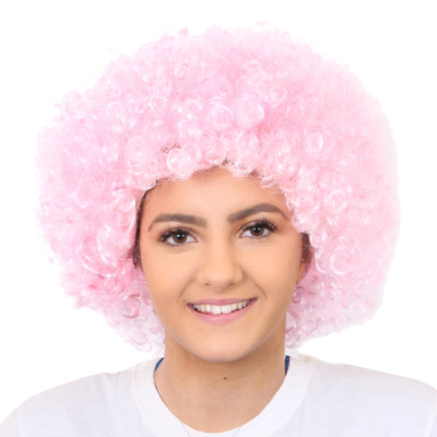 ERWACHSENE ROSA AFRO PERÜCKE 60er 70er Disco Hippie Kostüm Junggesellenabschied Wear it rosa 
