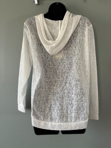 NWT Weather Proof Long Sleeve Semi Sheer White Pullover Hoodie Pocket Small - Picture 6 of 10