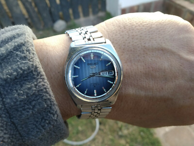 SEIKO AUTOMATIC 6119 6410 BIG RARE BLUE ALL ORIGINAL CROWN