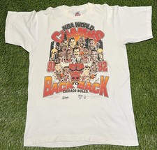 Vintage 1991 Salem Chicago Bulls Back 2 Back Champs NBA T Shirt Men's M USA