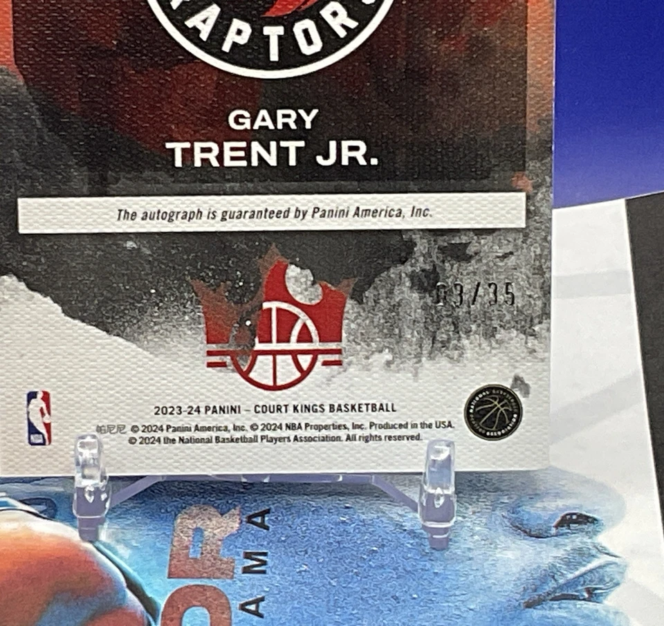 Gary Trent Jr. 2023-24 Panini Court Kings Masterstrokes Auto  03/35 Raptors SP! - Image 3 of 3