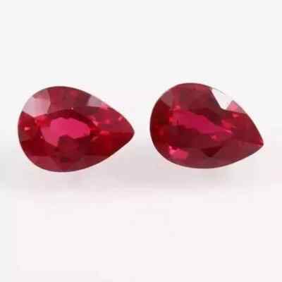 Natural 20.35 Ct+ Red Ruby Mozambique GIE Certified  Pear Cut HG Gemstone 2 Pcs