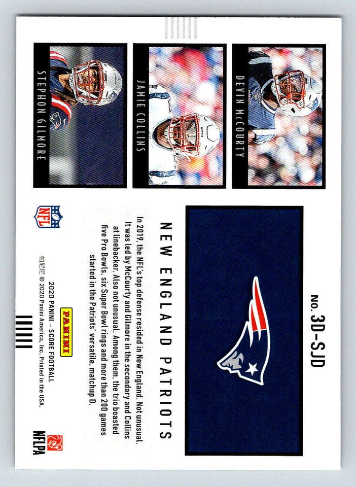 2020 Score 3D #4 Devin McCourty/Stephon Gilmore/Jamie Collins (ref 174723) - Image 2 of 2