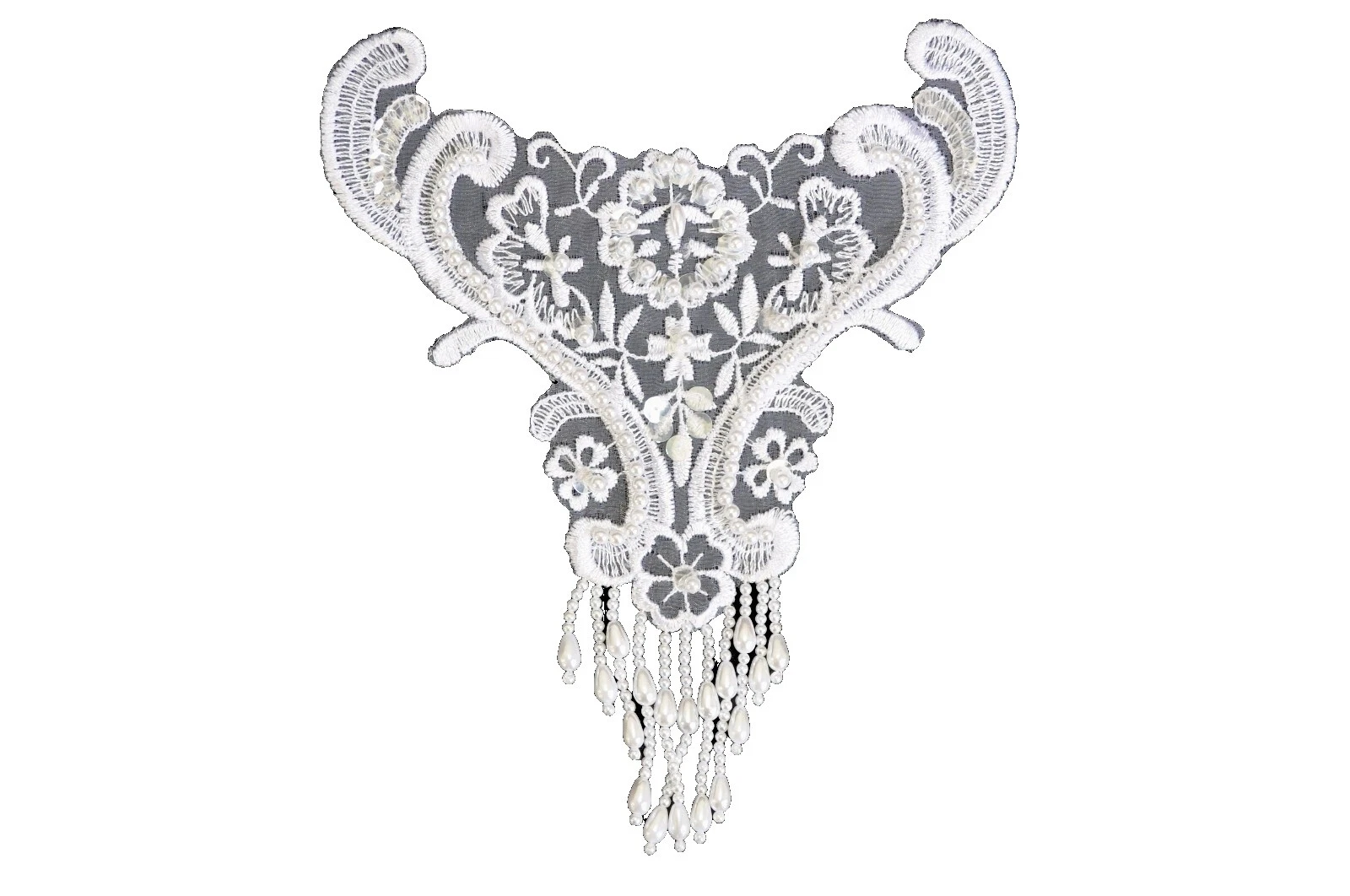 Rayón Blanco Con cuentas Ribetes para Costura