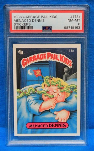 1986 GARBAGE PAIL KIDS # 173a MENACED DENNIS PSA 8 NM-MT # 98719163 STICKERS
