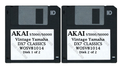 Akai S5000 / S6000 Set of Two Floppy Disks Vintage Yamaha DX7 CLASSICS WOSV81014