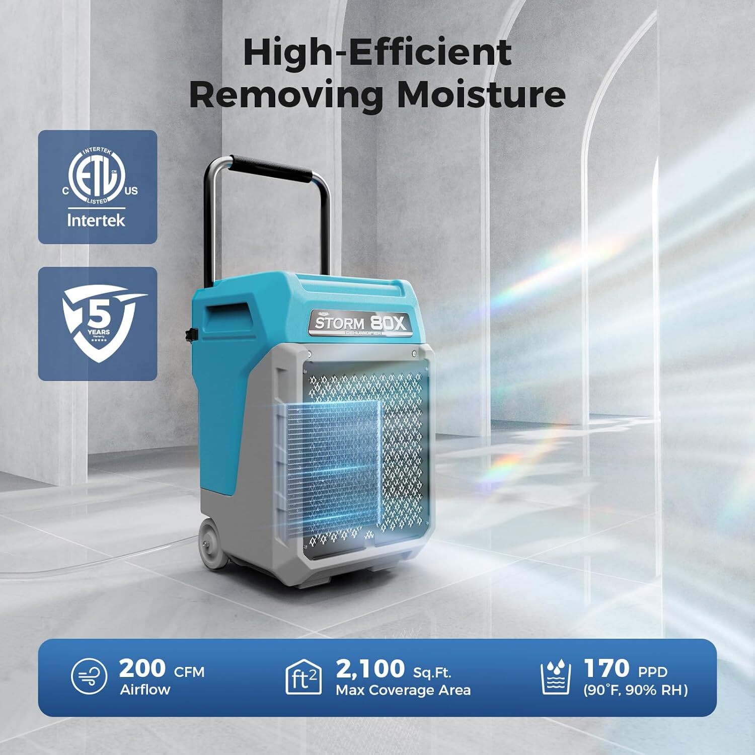 ALORAIR 170 Pints Commercial Dehumidifier touch screen Water Damage Restoration