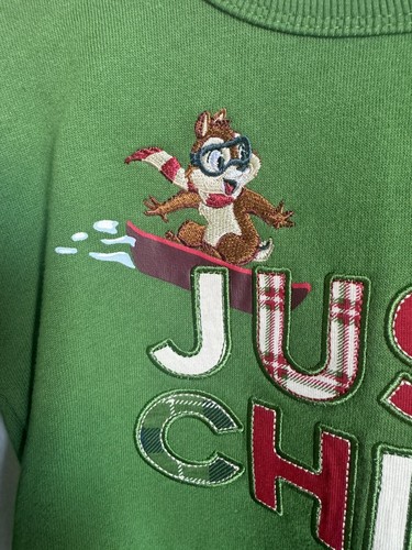 Disney Store Chip N Dale Holiday Sweatshirt Pullover for Kids Green Just Chill - Picture 4 of 12