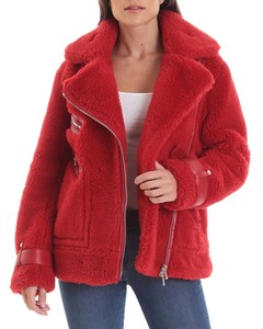 plus size red fur jacket