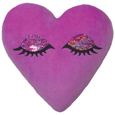 iscream Sleeping Heart Shaped 13'' Reversible Sequin and Soft Fleece Accent Pillo