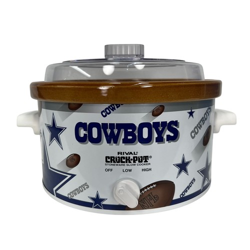 Olla de barro de colección Rival Dallas Cowboys olla de cocción lenta de 4 cuartos 3104 defectos de caja de fútbol americano - Imagen 2 de 23