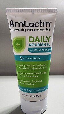 AmLactin Daily Nourish 5% Lactic Acid 4.9 oz New Sealed Tube Exfoliates Hydrates
