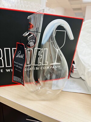 NEW ORIGINAL Riedel Ayam White Stripe Mouth-Blown Crystal 60 Ounce Wine Decanter