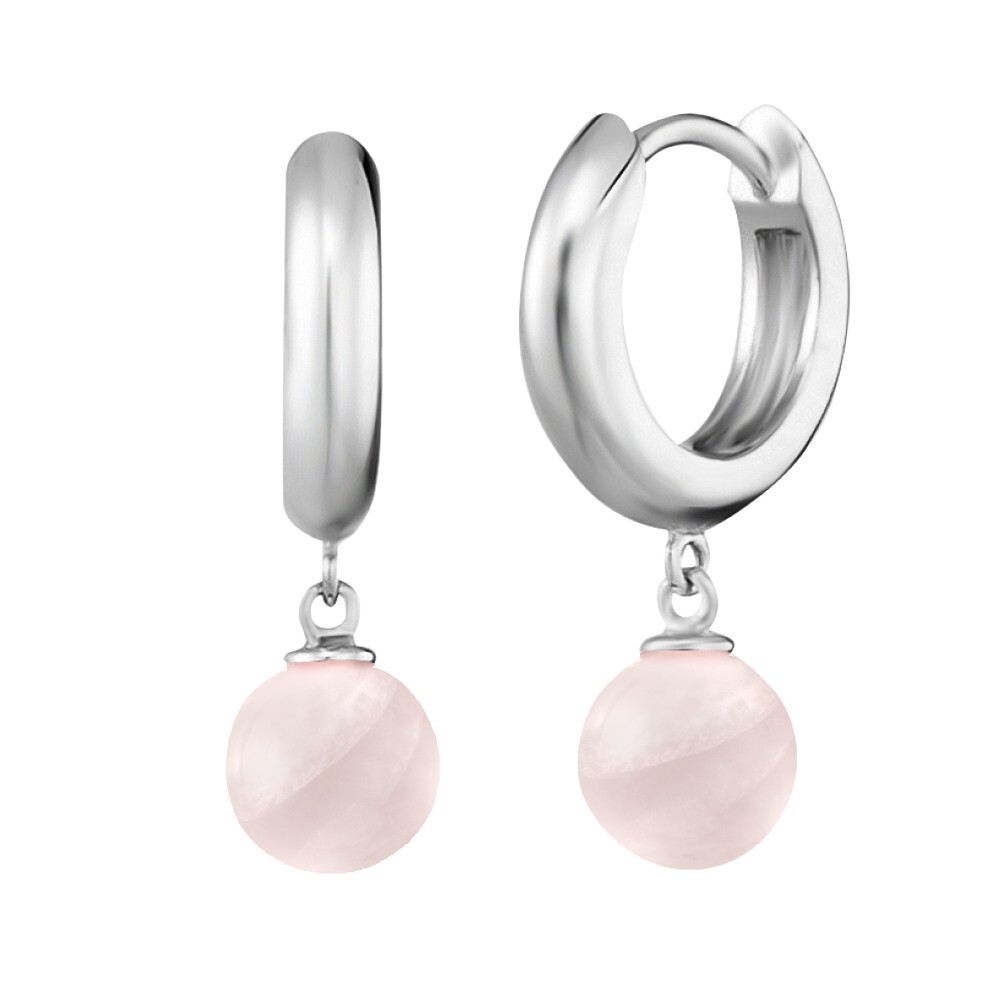 Rose Quartz Hoop Earrings ERE-RQ-CR by Angel Whisperer - RRP £89.00