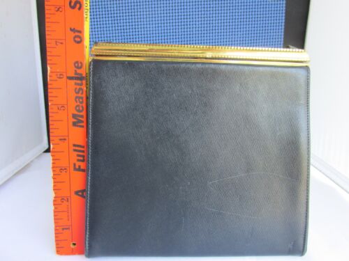 Vintage BLOCK Navy Blue Patent Leather Purse Handbag Gold Frame Bar Clasp Signed - Picture 15 of 15