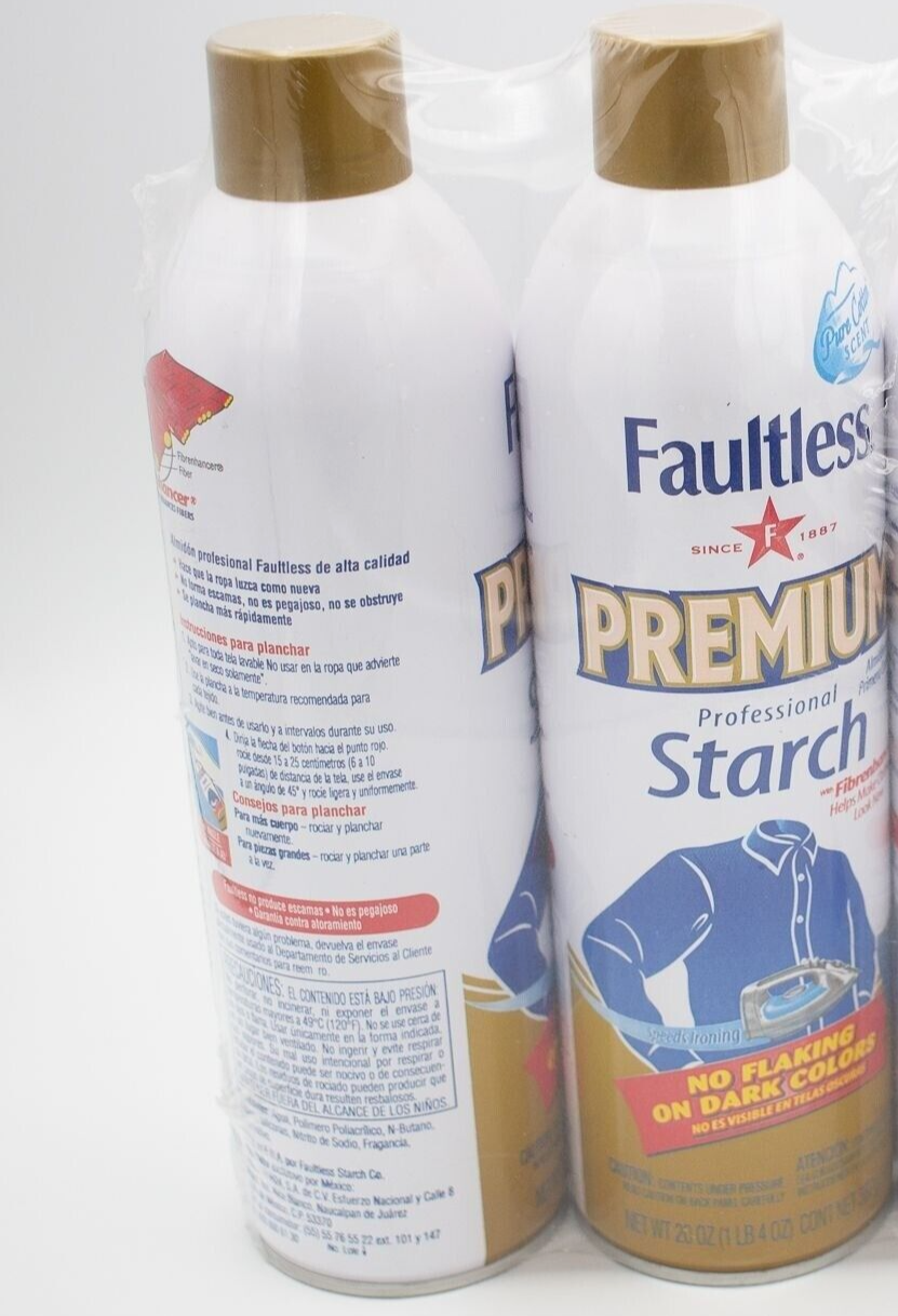 Faultless Premium Professional Starch Spray Bottle Pure Cotton Scent 20oz 2 Pack