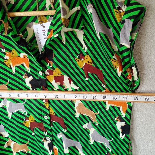 Louche Dress Womens Green Black Dog Print Size 10 Day Evening Smart Casual - Picture 6 of 12
