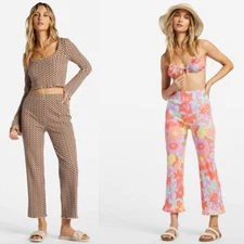 Billabong Women's Come Back High Waisted Cotton Stretch Rib Knit Pants