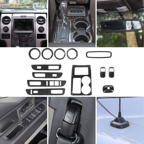22pcs Full Set Interior Decoration Cover Trim For Ford F150 2009-14 Carbon Fiber - Picture 4 of 15