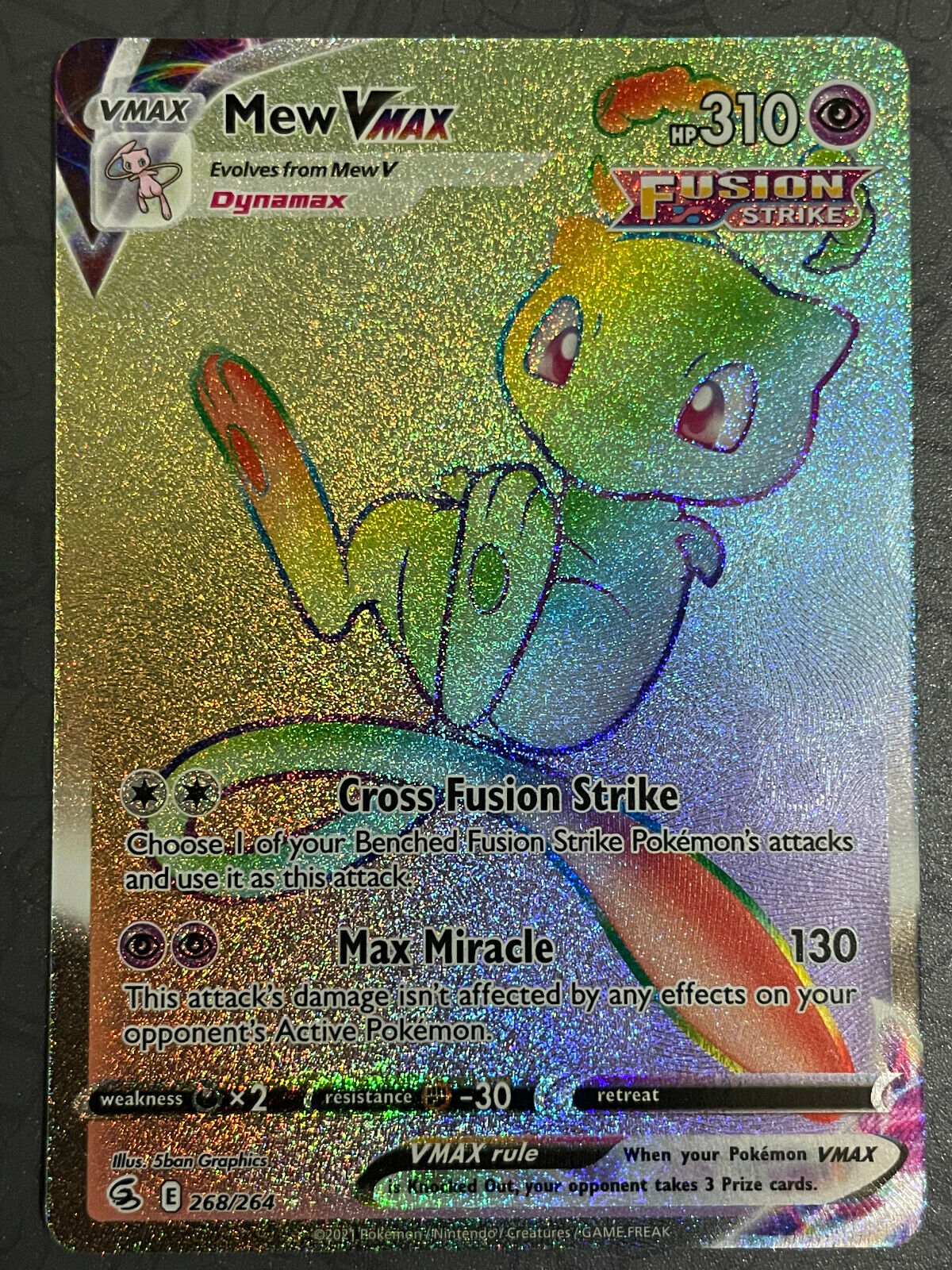 Pokemon Trading Card Game 268/264 Mew VMAX : Rare Rainbow Card : SWSH-08  Fusion Strike - Trading Card Games from Hills Cards UK