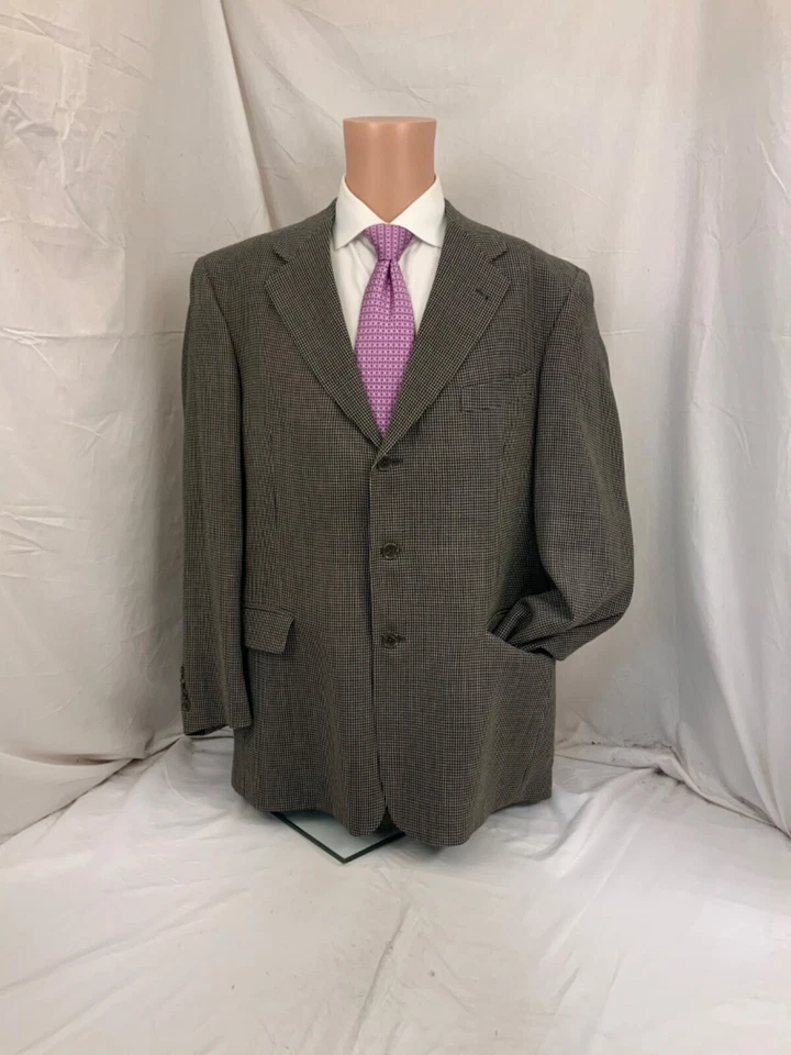 Blazer Murano 44R Marrón Pata de Gallo 100% Lana 3 Btn 0 Ventilación Hecho en Italia YGI P2-187 Foto 2 de 4