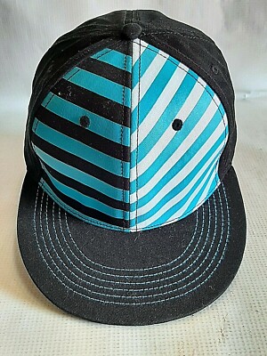 WOMEN'S Two Tone Blue Striped BallCap Adjustable SnapBack Hat Adults/Teens NEW