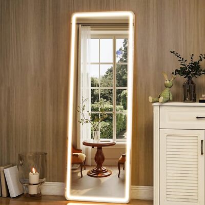 60''x16'' Full Length Mirror with LED Light Floor Mirror for Bedroom Dressing Room
