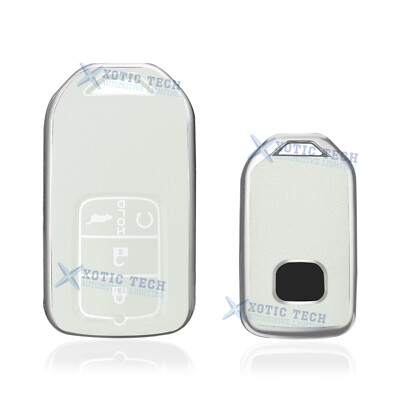 White Soft TPU Leather Full Protect Key Fob Cover Case For Honda Civic CR-V CR-Z