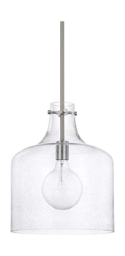HomePlace Lighting 325712BN Crawford Urban/Industrial Clear Seeded Glass Jar ... - Picture 1 of 3