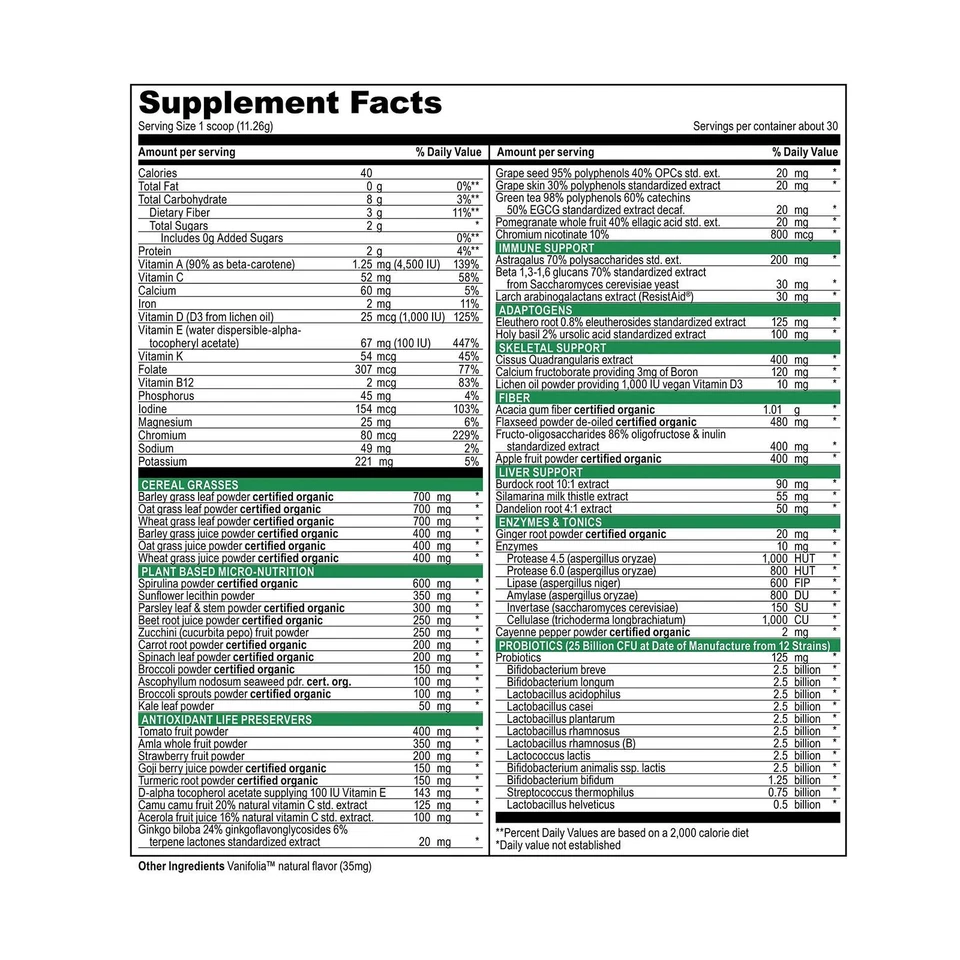 Vibrant Health 绿色活力 83 份粉 934.58G 32.97 盎司 — 第 2/3 张图片