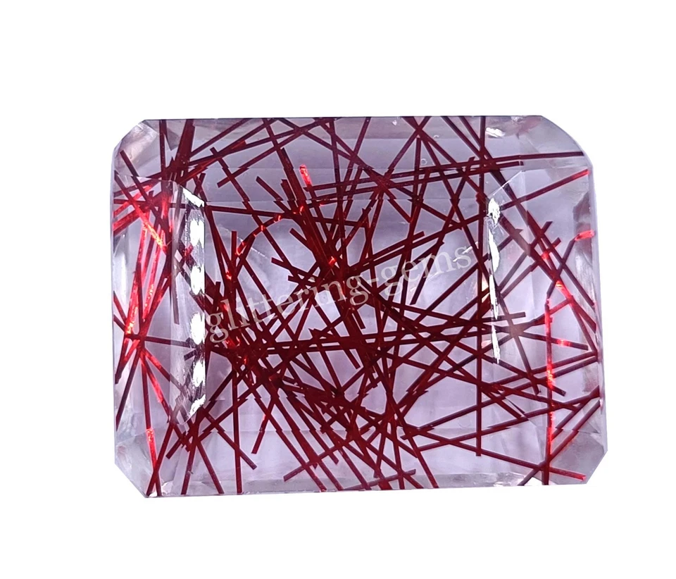 133.60 CT Rutilated Quartz Red IGL Certified Faceted Emerald Cut Gemstone NA - Image 2 of 4