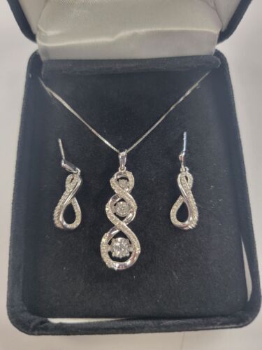 Kay Jewelers 10k White Gold Necklace, Diamond Pendant and Earrings