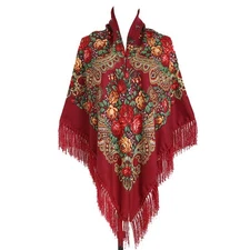 62"*62"Oversized Women's Traditional Retro Scarf Wrap Tassel Fringes Floral P...