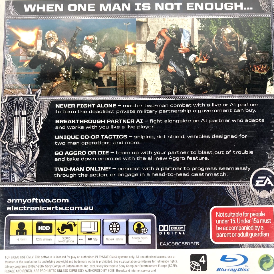 Army Of Two PlayStation 3 PS3 (2007)  PAL Region 4 Brand New & Factory Sealed - Image 4 of 4