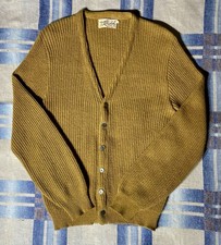 True Vintage 50s/60s Mustard Yellow Wool Blend Knitted Cardigan Size Large