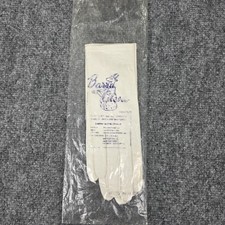 Vintage Barra Gloves Womens 7.5 White White Italian Leather Unlined Evening