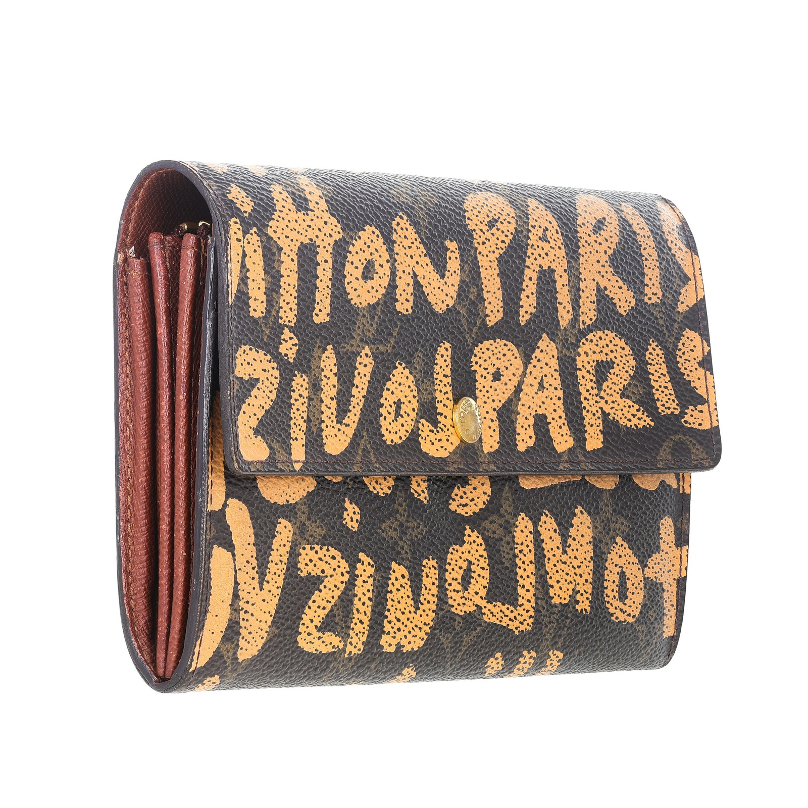 Louis Vuitton Limited Edition Monogram Graffiti Coated Canvas Sarah Wallet Brown image 3
