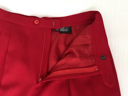 Pantalone donna vintage taglia 10 100% lana rosso vita alta plissettato foderato usato in ottime condizioni - Foto 4 di 12