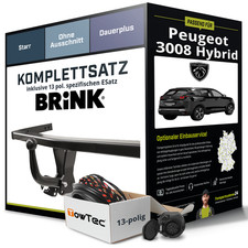 Für PEUGEOT 3008 Hybrid I Typ 0U Anhängerkupplung starr +eSatz 13pol 09- AHK