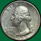 1932 Washington Quarter Silver Choice Almost Uncirculated AU+ Coin #44277