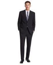 Perry Ellis Mens Modern fit 2 Piece Suit 36 R / 29 Waist Black Solid Stretch